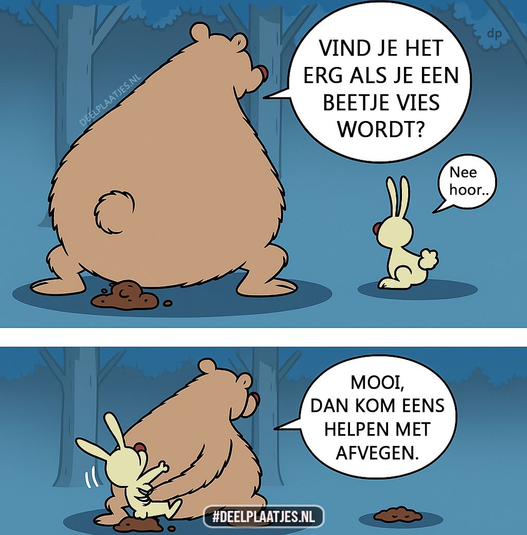 Funny bear and rabbit cartoon in the forest