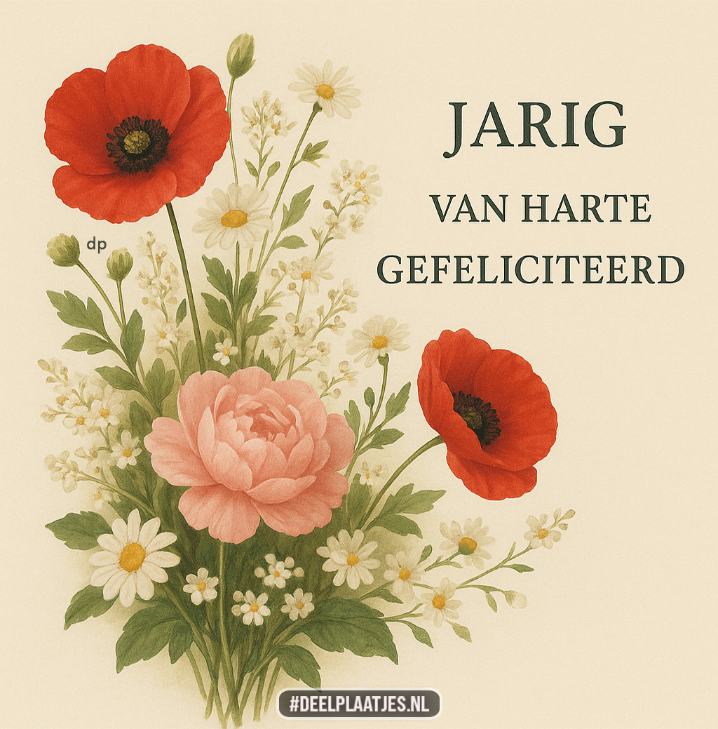 Jarig van harte gefeliciteerd met bloemen