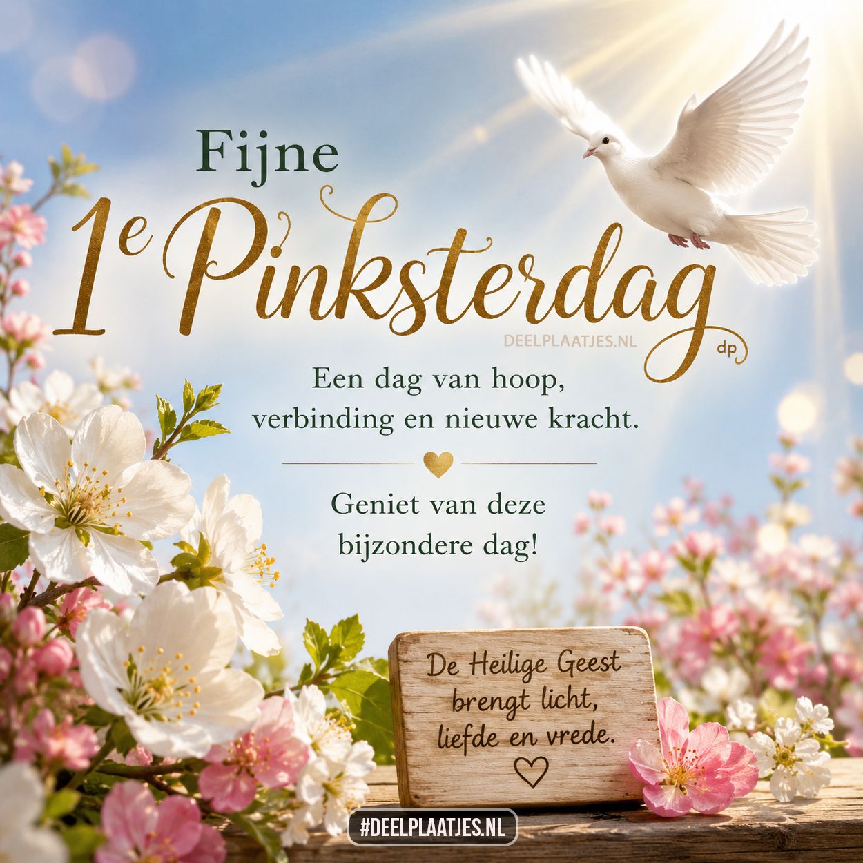 1e pinksterdag plaatje met duif en hoop