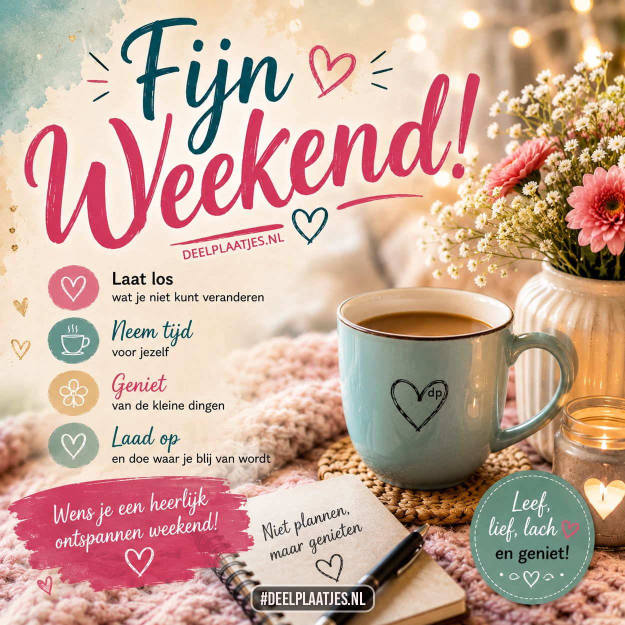Fijn weekend plaatje om te ontspannen WhatsApp afbeelding gratis