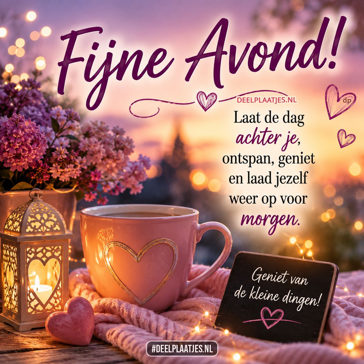 Fijne avond plaatje met warme avondgroet