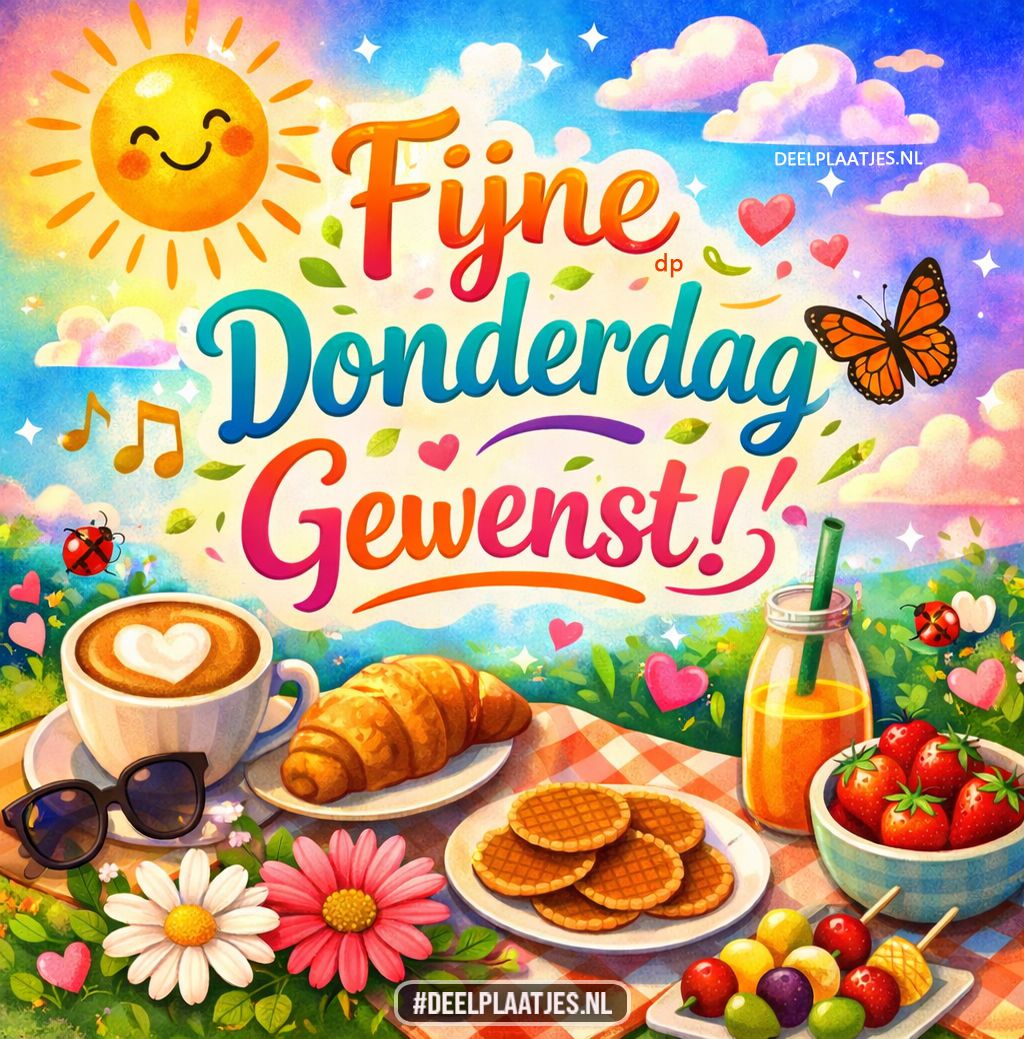 Fijne donderdag gewenst met zon ontbijt en vrolijkheid