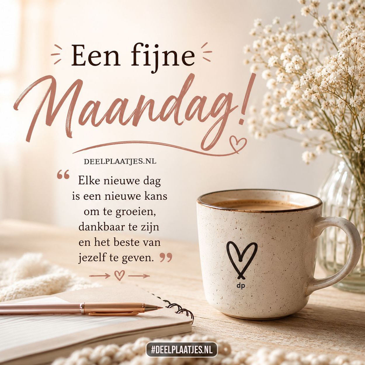 Een fijne maandag afbeelding met koffie en motivatie