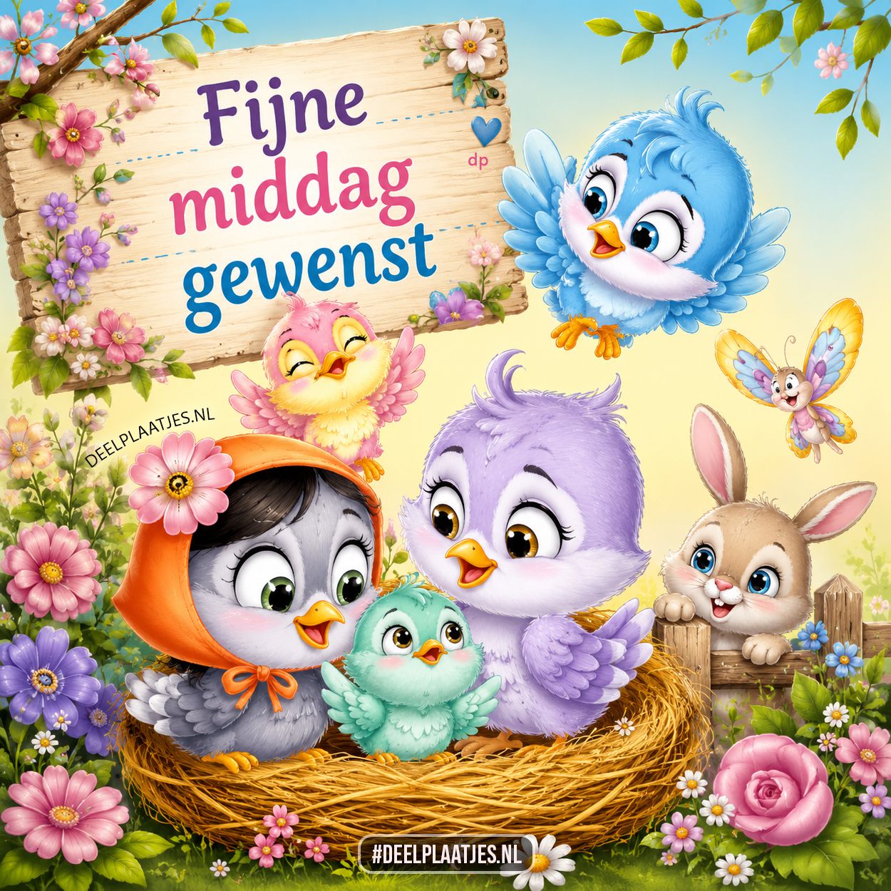 Fijne middag gewenst met schattige diertjes