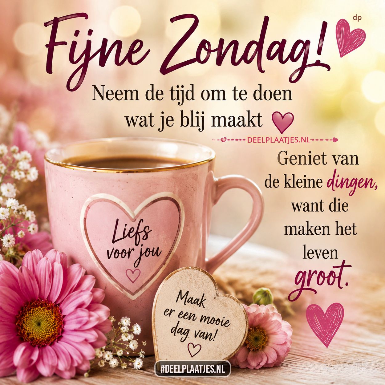 Fijne zondag plaatje met lieve dagwens