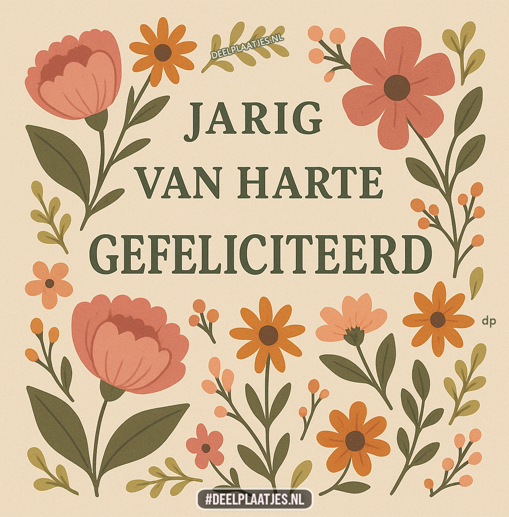 Jarig van harte gefeliciteerd bloemenkaart