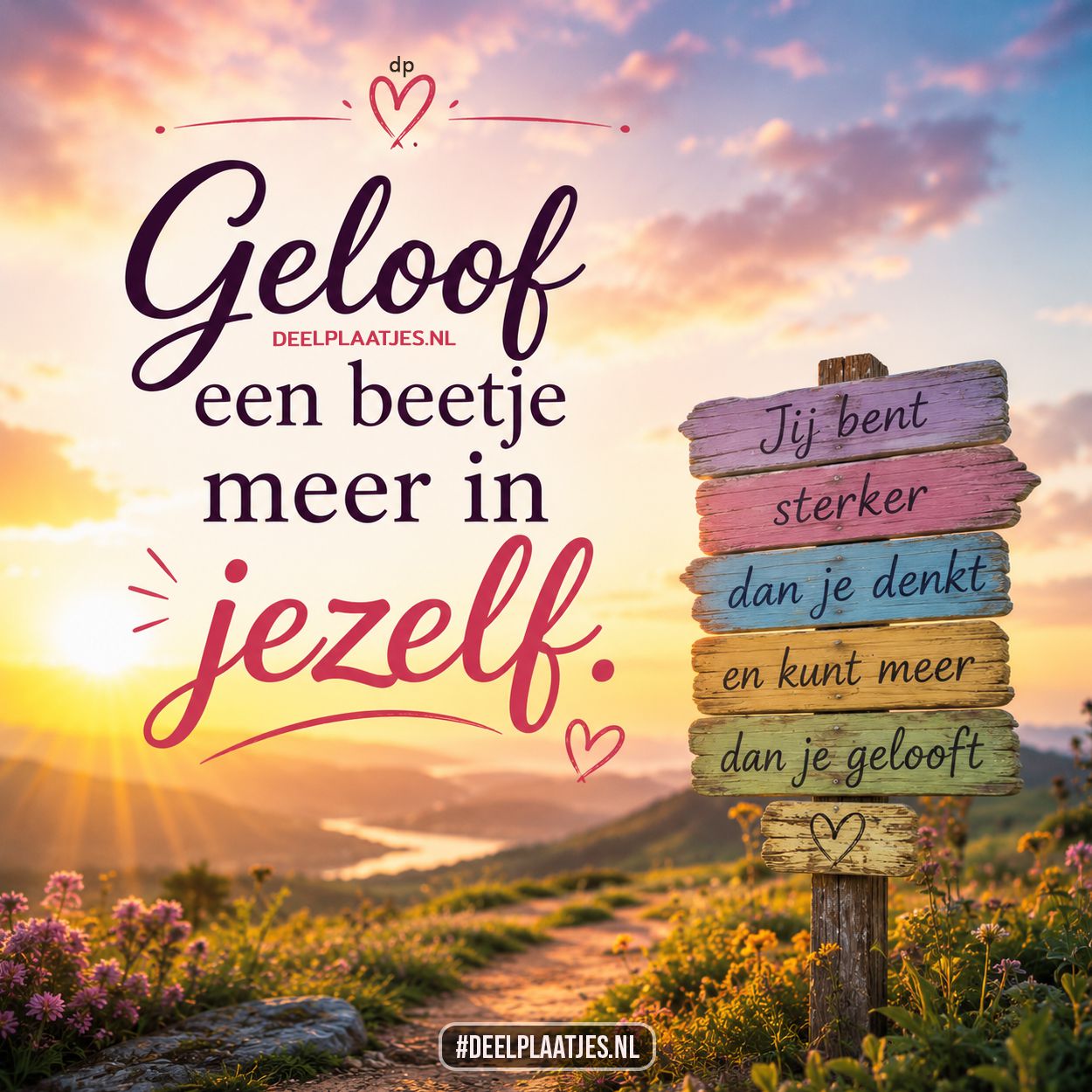 Geloof in jezelf plaatje met kracht en hoop