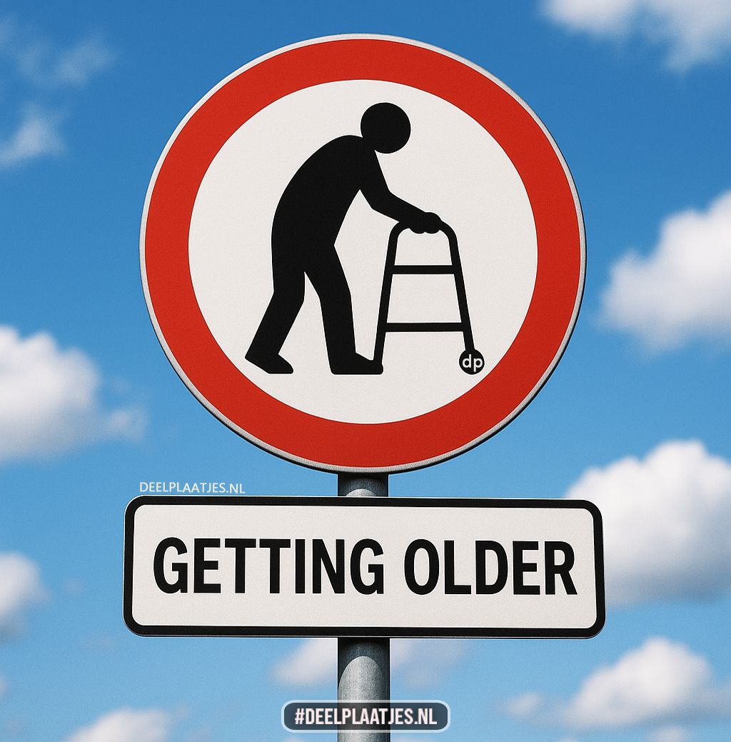 Humoristisch verkeersbord – getting older