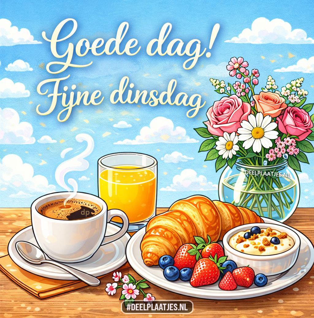 Goede dag fijne dinsdag whatsapp afbeelding ontbijt