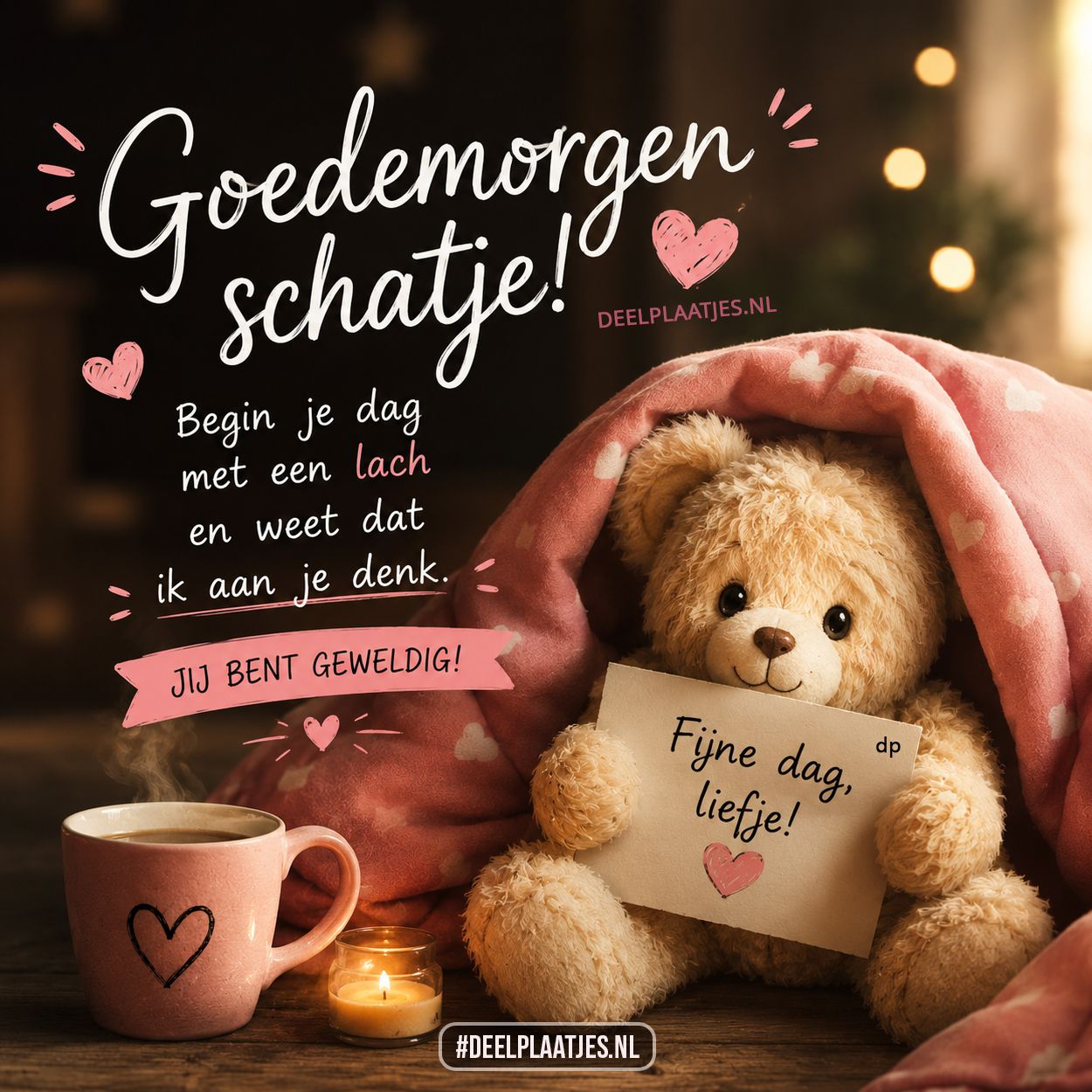 Goedemorgen schatje afbeelding met lieve ochtendwens