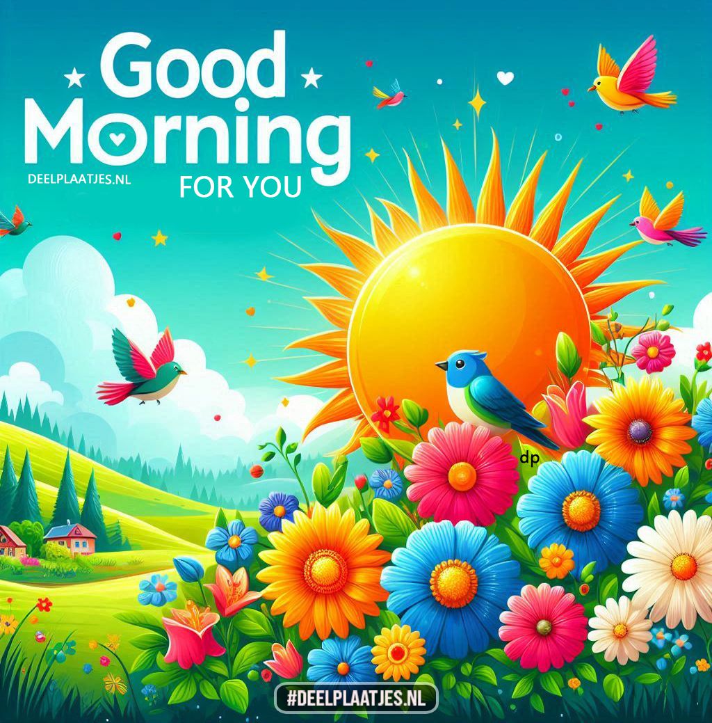 Good morning – kleurrijke bloemen en zon illustratie
