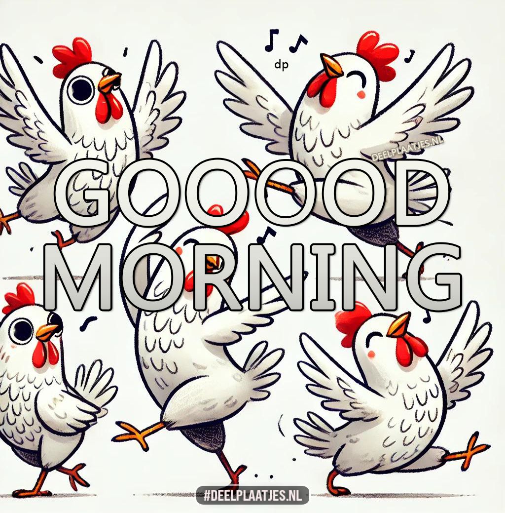 Vrolijke kippen wensen je een goood morning