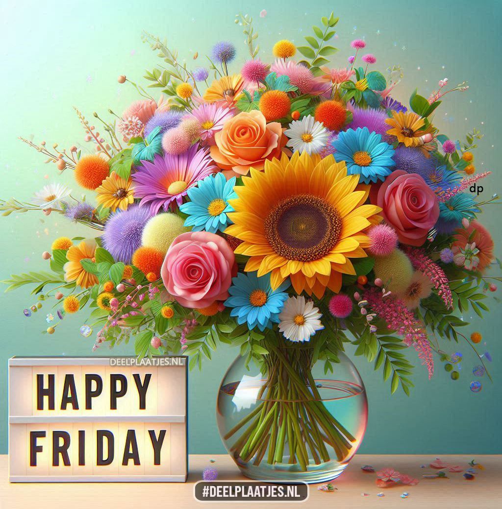 Happy friday met kleurrijk boeket