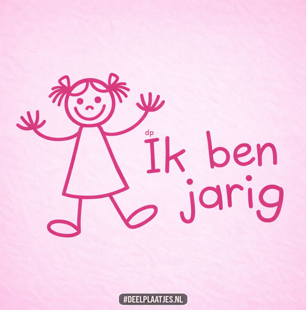 Ik ben jarig – lief roze verjaardagsplaatje