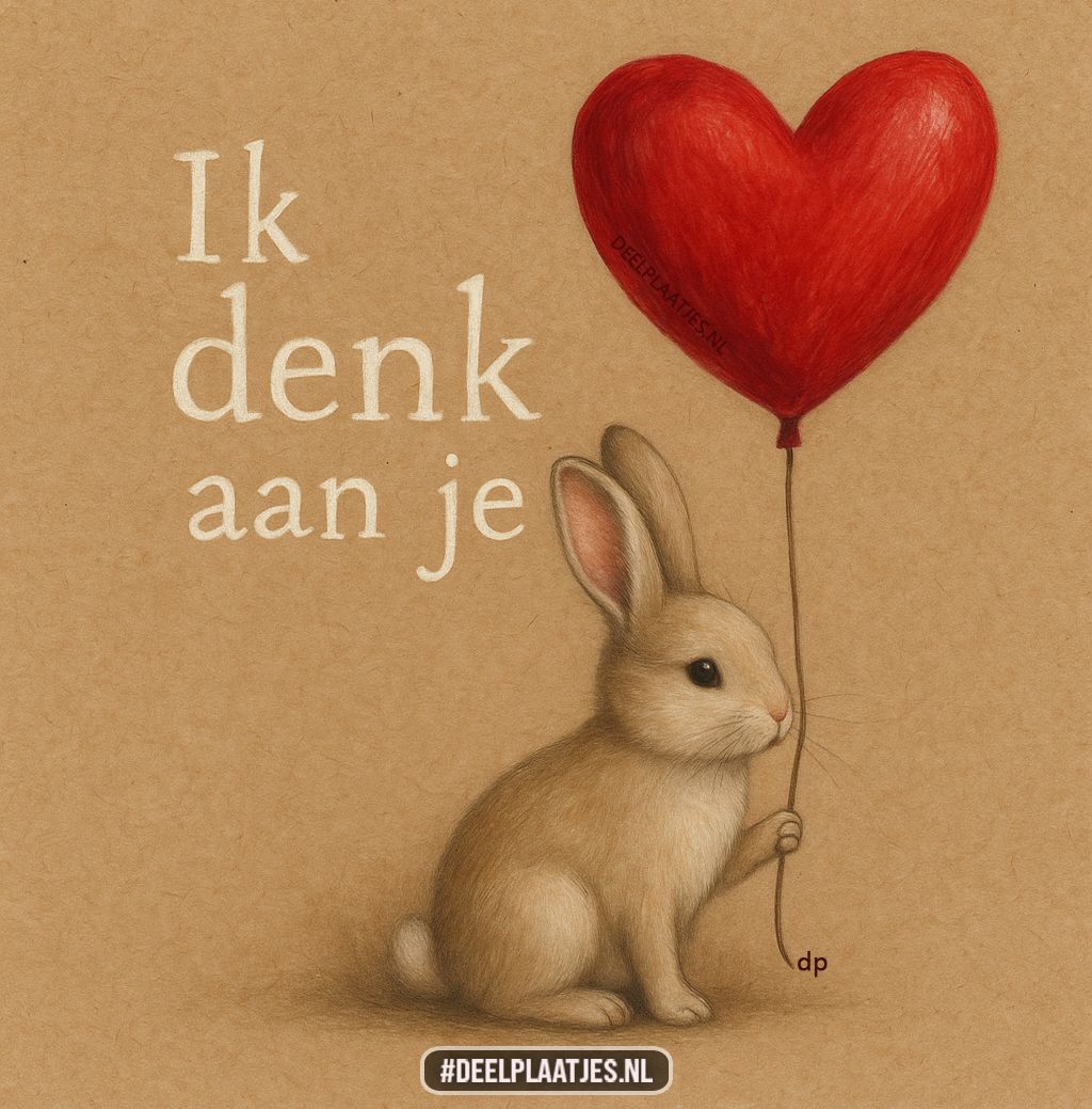Lief konijntje met hartballon – ik denk aan je