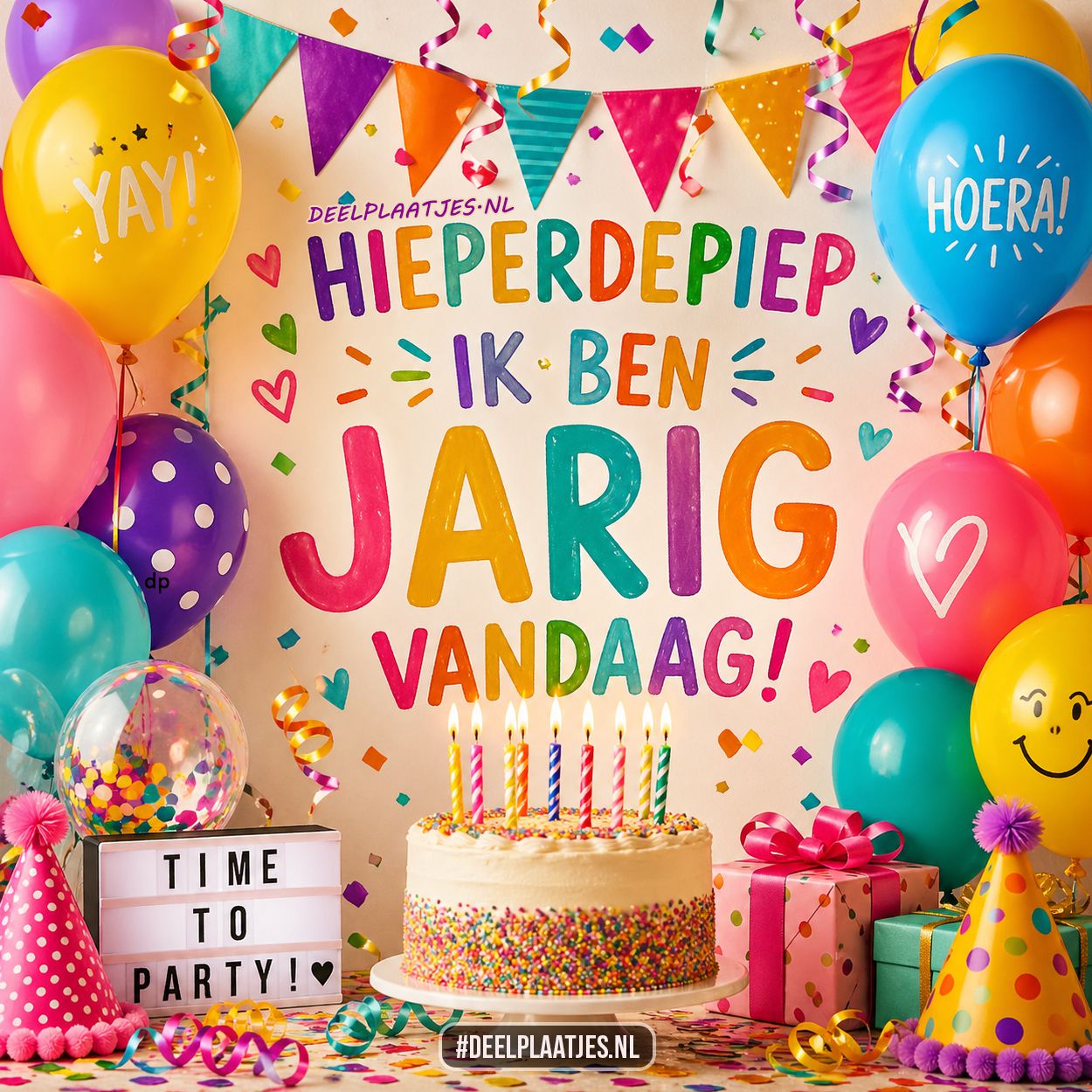 Hieperdepiep ik ben jarig vandaag verjaardagsafbeelding