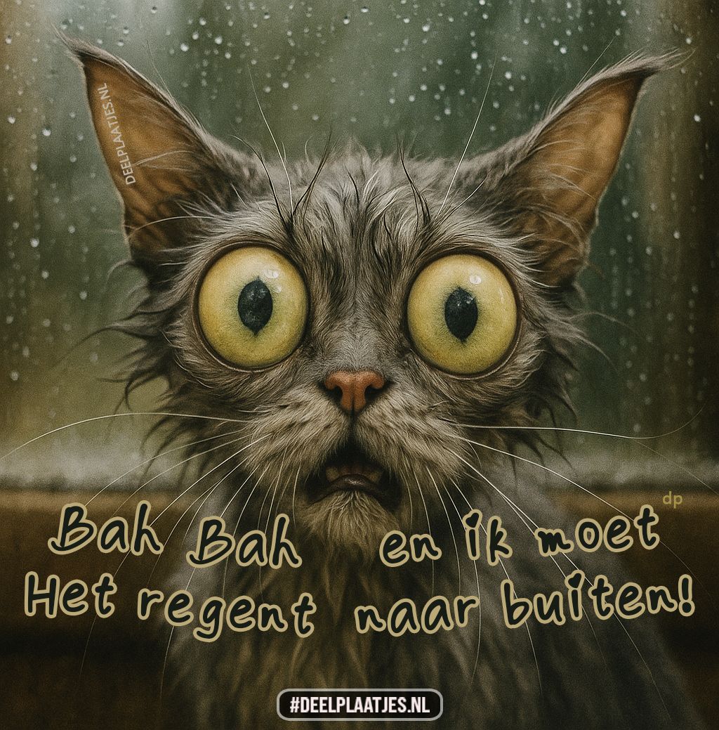Funny wet cat with text