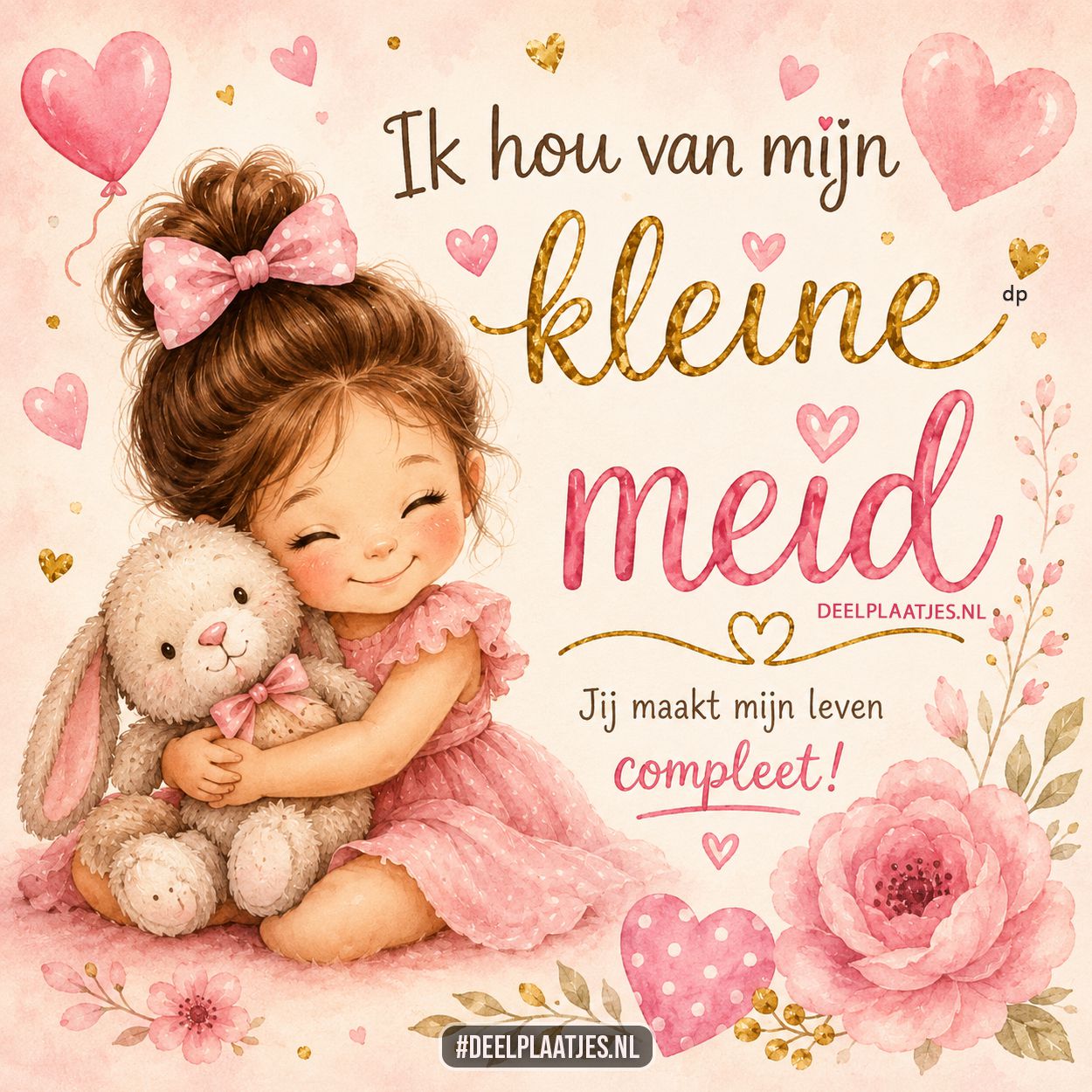 Kleine meid liefdesplaatje met hartjes