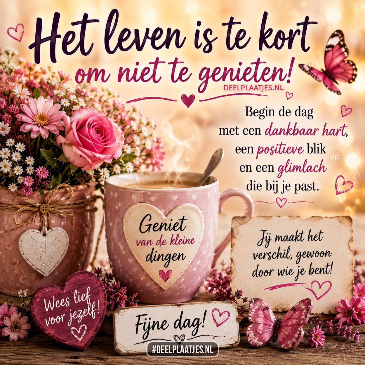 Levensspreuk genieten met fijne dag wens
