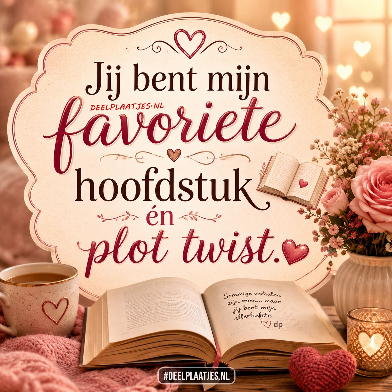 Liefde plaatje met romantische tekst