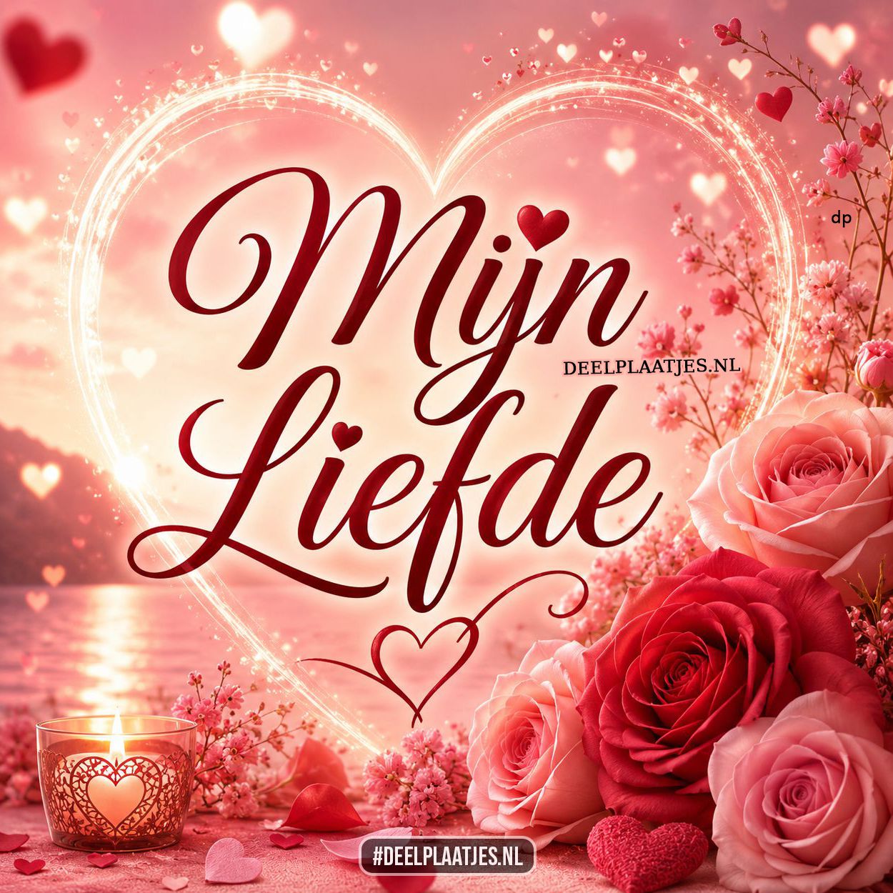 Mijn liefde afbeelding met rozen en hartjes