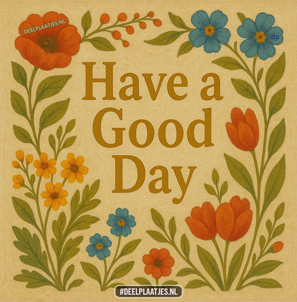 Have a good day bloemenillustratie in retrostijl