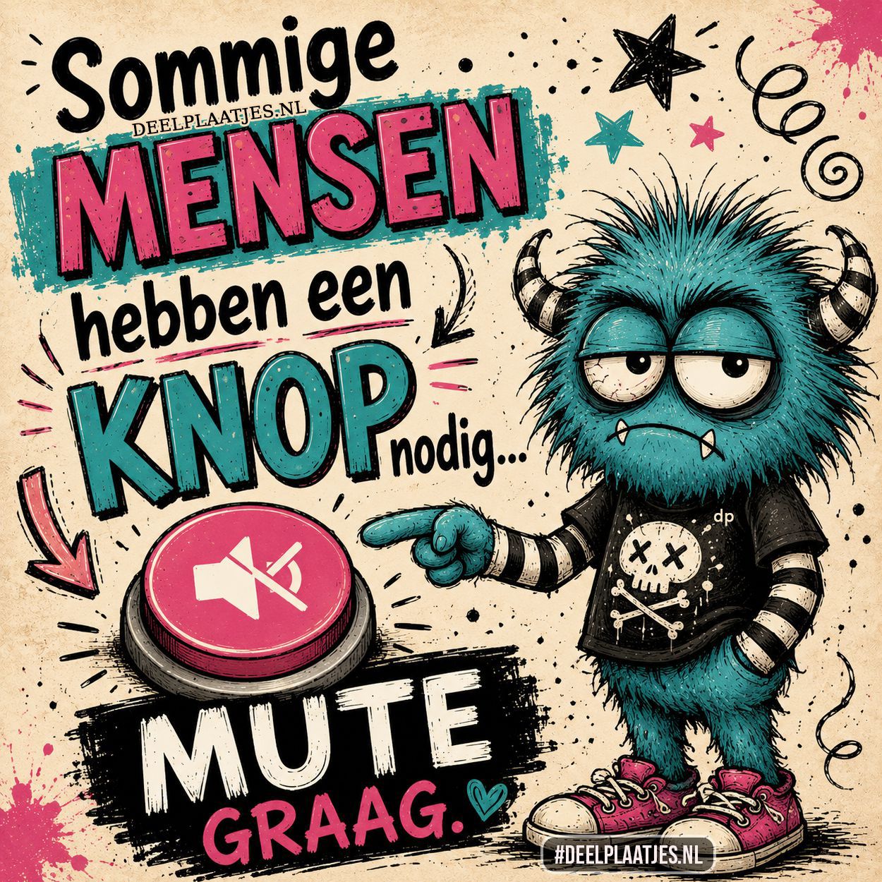 Grappig mute knop plaatje voor mensen die irritant zijn