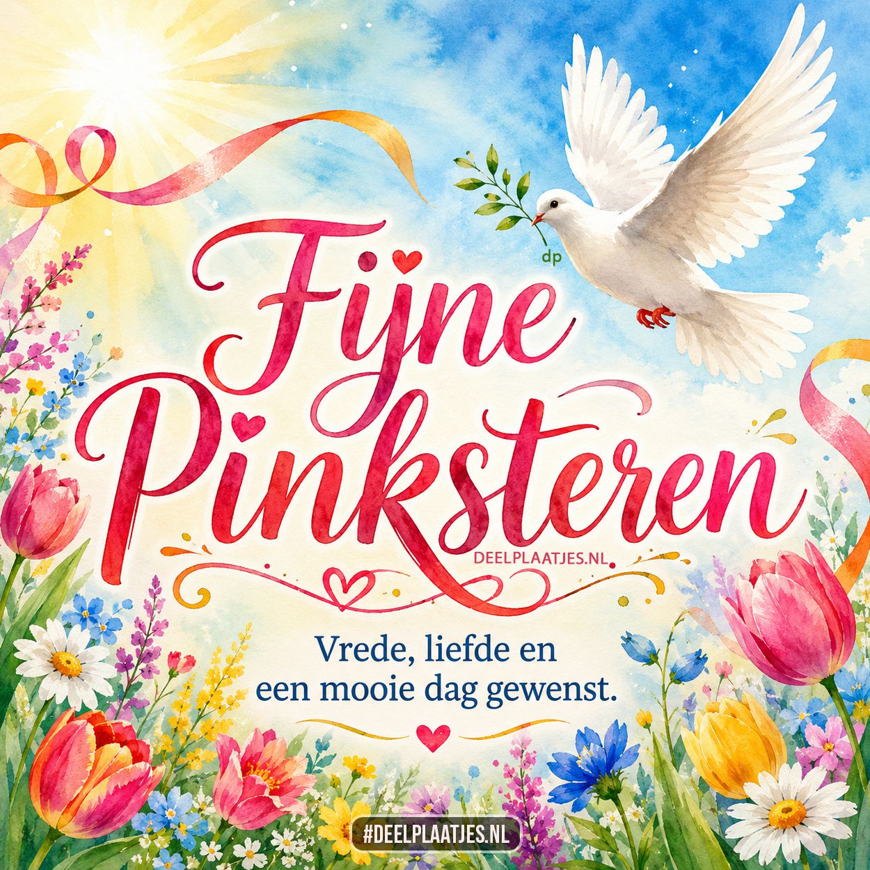 Fijne pinksteren plaatje met vrede en liefde