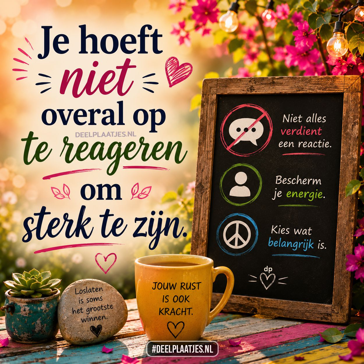 Sterk zijn spreuk over rust en grenzen