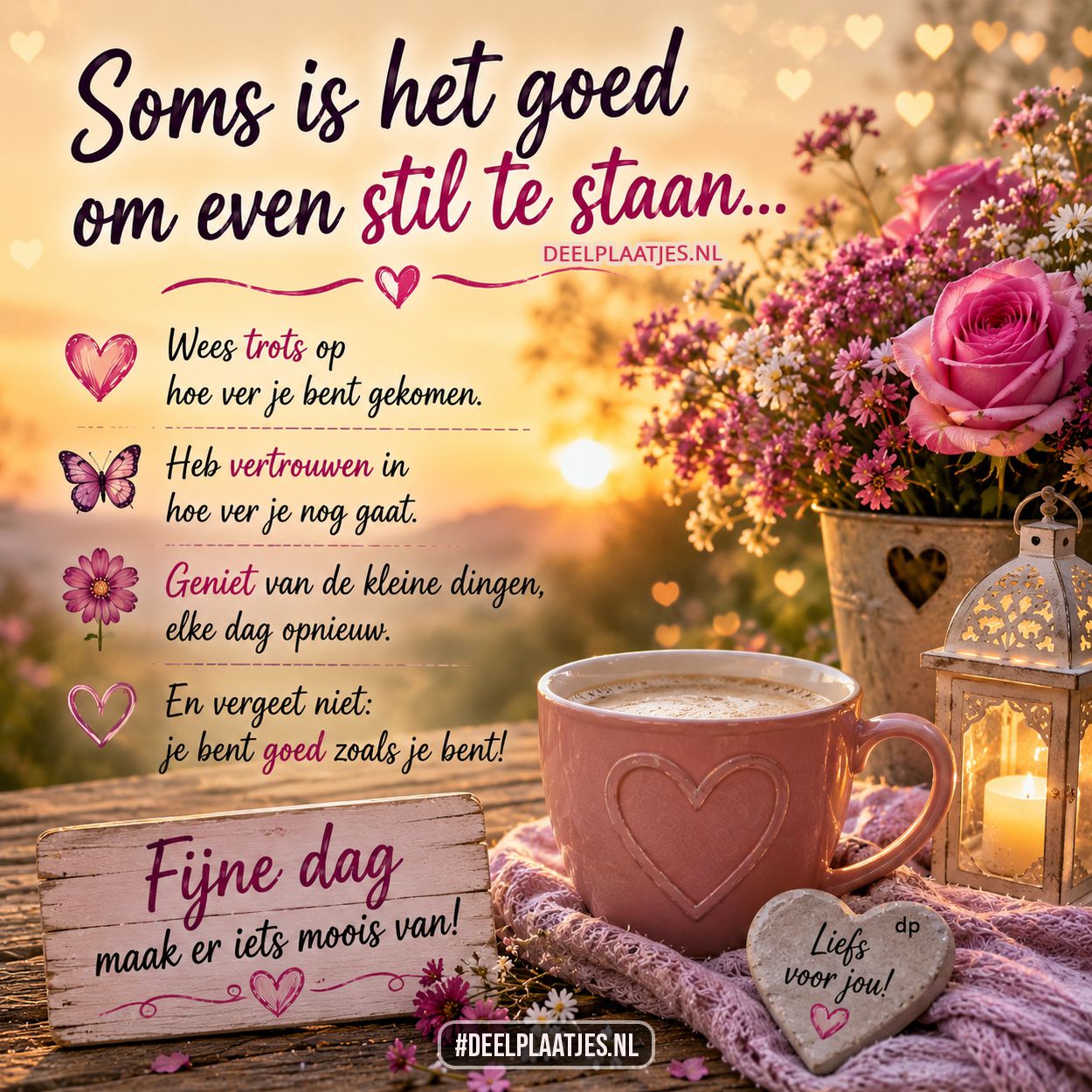 Stil staan spreuk met fijne dag wens WhatsApp afbeelding gratis