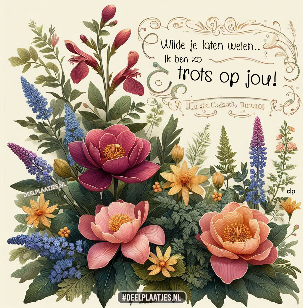 Ik ben trots op jou bloemenkaart met warme kleuren