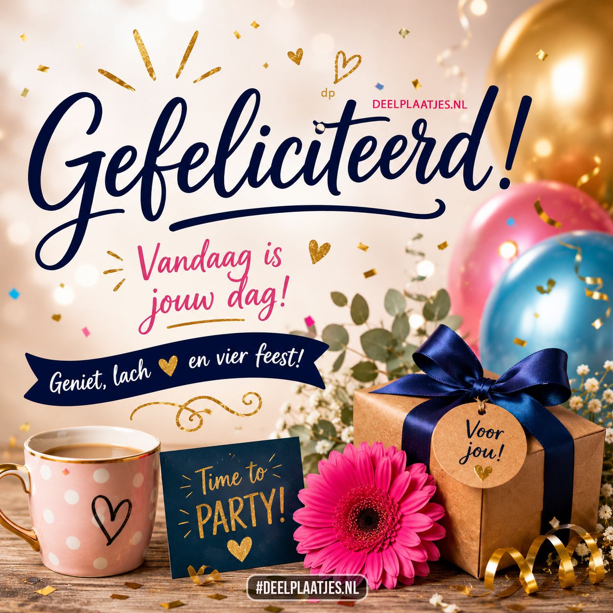 Congratulations image with gift and festive wishes