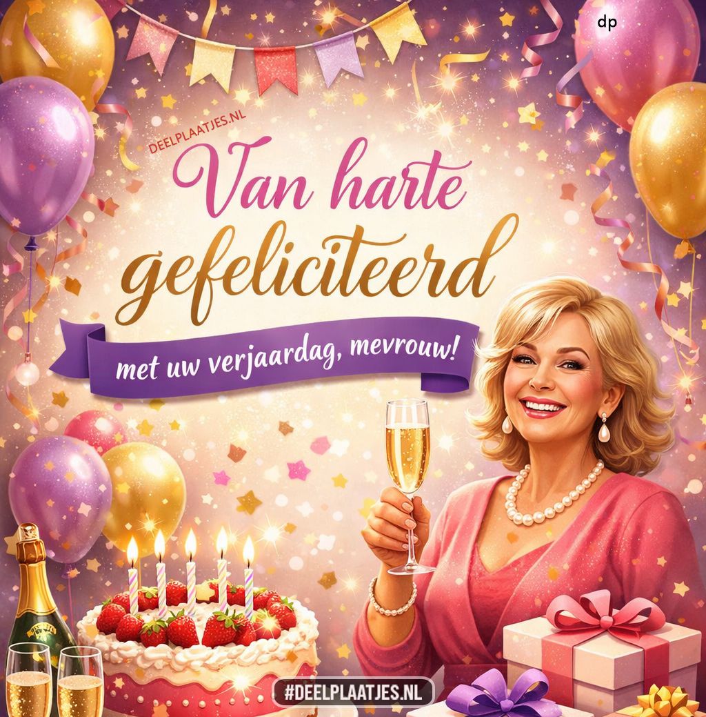 Van harte gefeliciteerd mevrouw – stijlvolle verjaardagswens