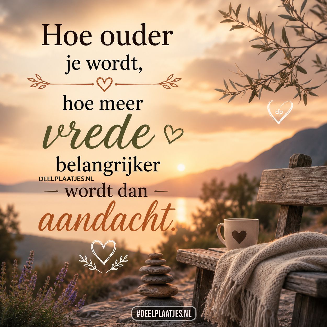 Hoe ouder je wordt vrede belangrijker spreuk