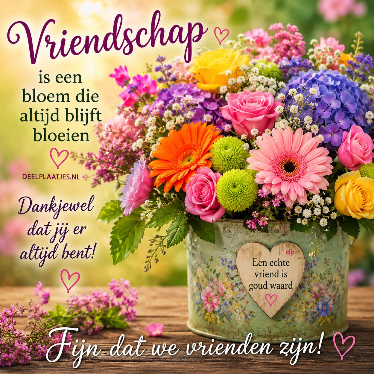 Vriendschap bloemen plaatje met lieve dankbare tekst vriendschap plaatje