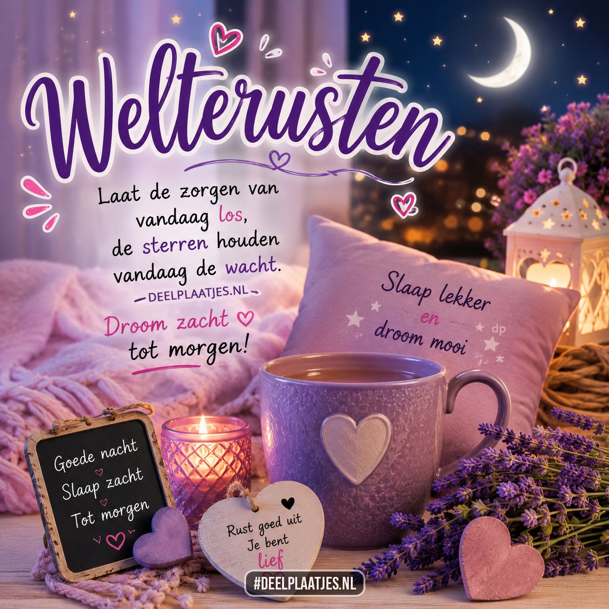 Welterusten plaatje met lieve slaapwens
