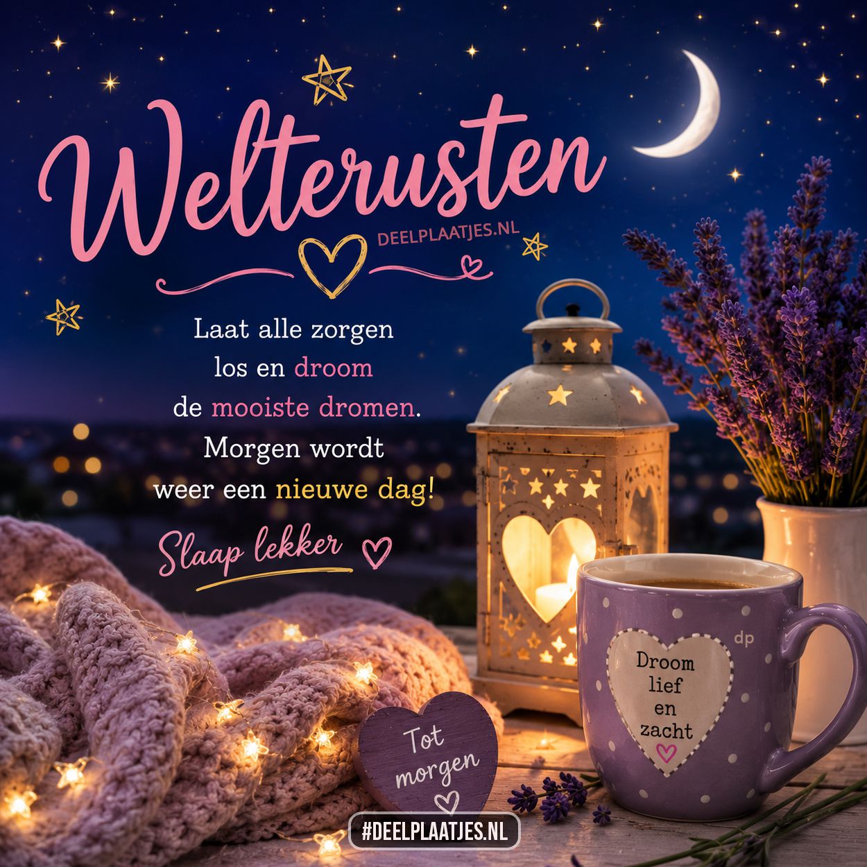 Welterusten plaatje met slaap lekker wens