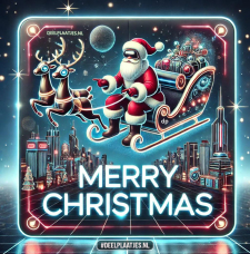 Futuristisches Weihnachtsbild mit einem coolen Weihnachtsmann