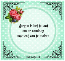 Morgen is het te laat om er vandaag nog