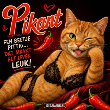 Pikant humor plaatje met grappige kat