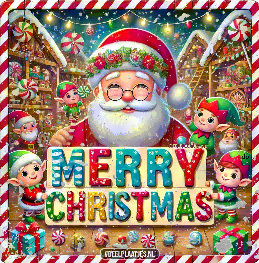 Der Weihnachtsmann und seine Elfen verbreiten Freude