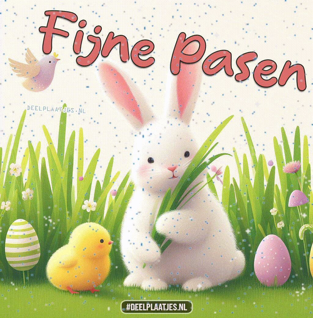 Gratis gifplaatje Fijne paasdagen 4 plaatjes delen met Whatsapp of