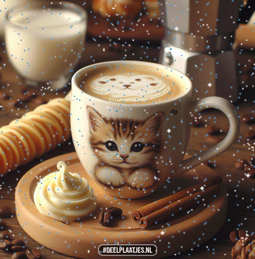 Mok vol warmte schattige kat en een heerlijk moment